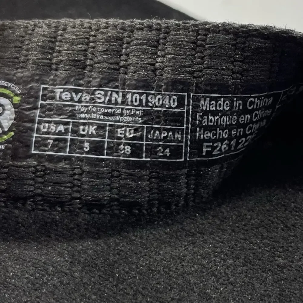 Teva Voya Canvas Flip Flops Womens Size 7 Black Sandals Beach Pool Comfort